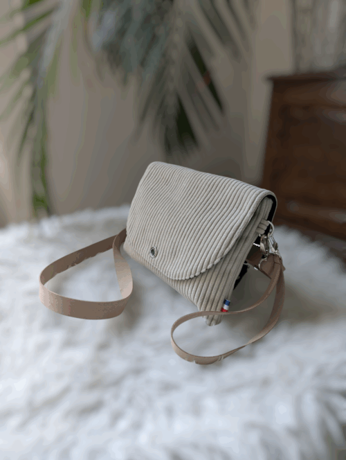 pochette velours beige