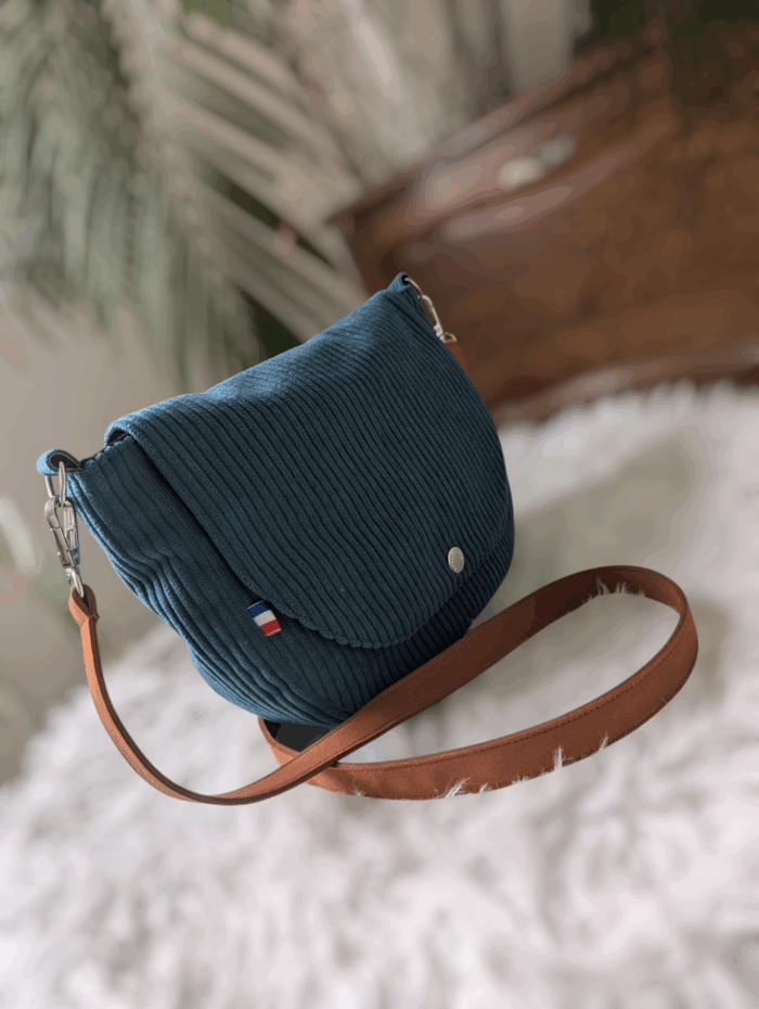 sac interchangeable velours bleu